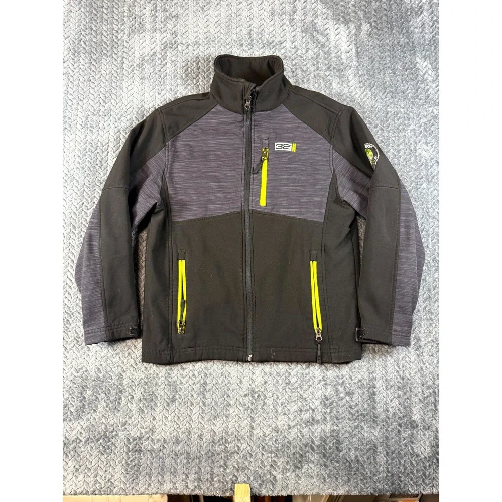 32 Degrees Weatherproof Jacket Boys Medium 10/12 Black Fleece Lined Mock Neck‎